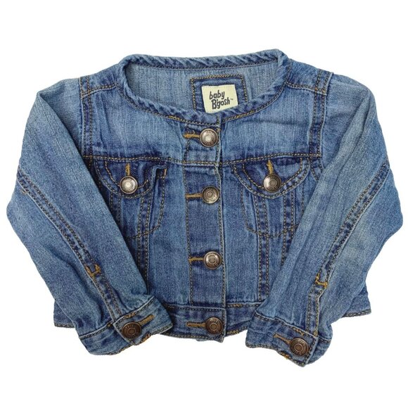 Baby B'gosh Other - Vintage Baby B'gosh Girls Size 12M Crop Top Jean Jacket Denim Logo Pockets